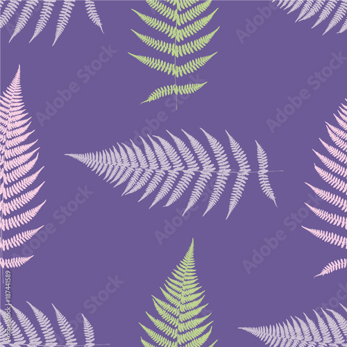 Fern seamless pattern. Ultra violet. Vector illustration