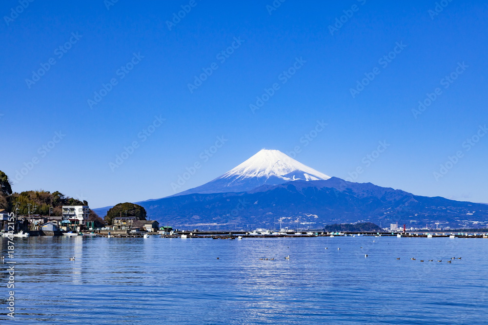 静岡県沼津市西浦から眺める冬の富士山
