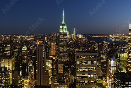 Night skyline of New York City.