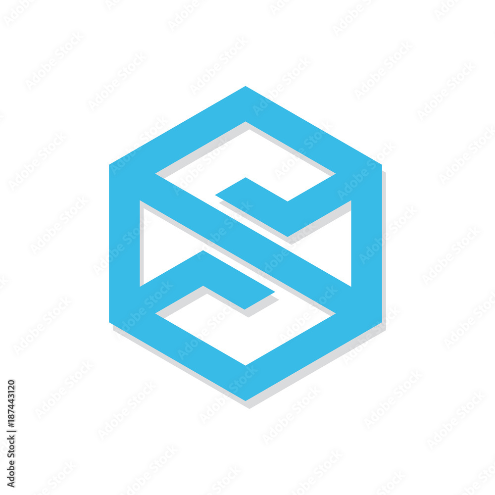 s hexagon blue. geometric logo company s hexagon blue. geometric logo company