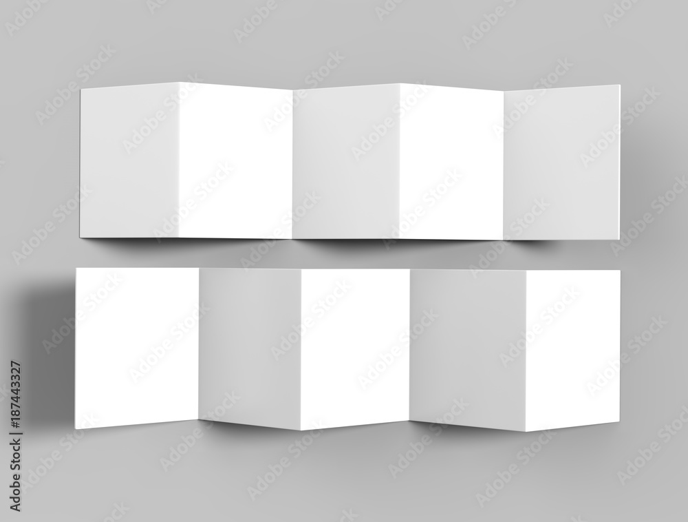 Accordion fold square brochure, ten page leaflet, concertina fold