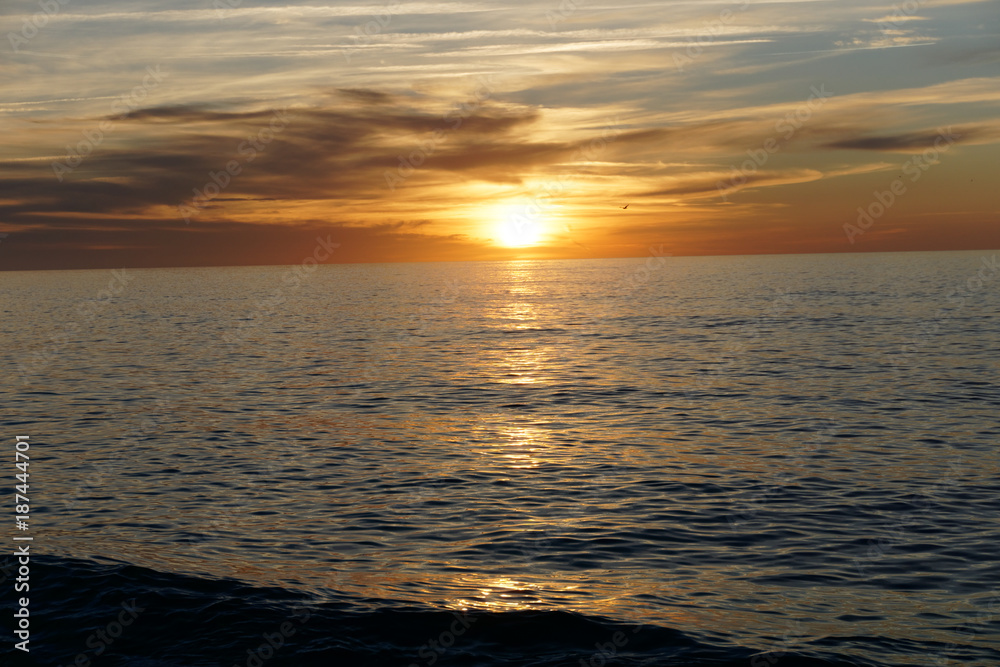 sunrise at the edge of the mediterranean sea