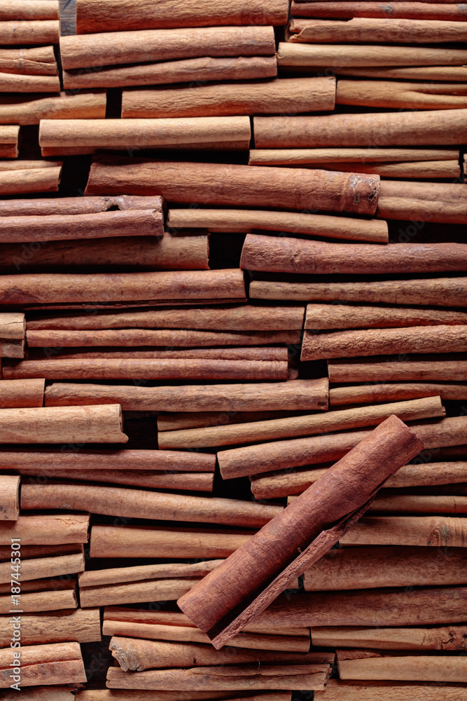 Cinnamon sticks closeup.
