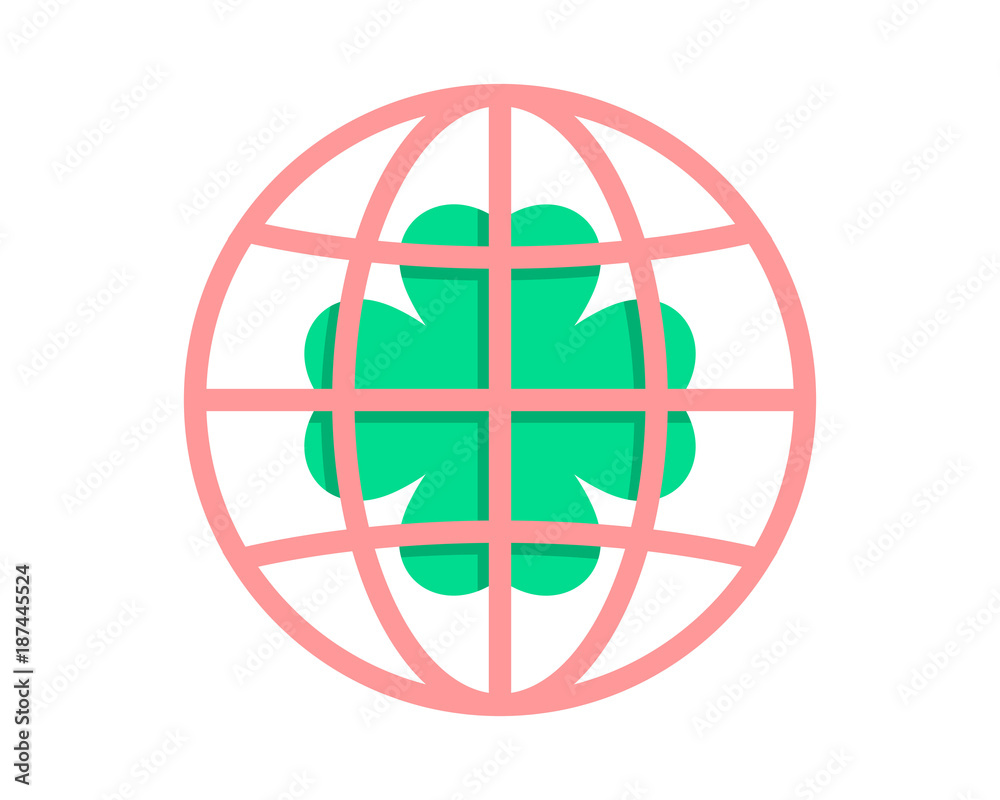 clover circle globe image vector icon logo clover circle globe image vector icon logo