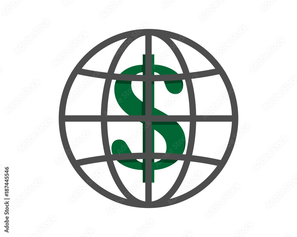 dollar currency finance bank money price symbol image vector globe icon dollar currency finance bank money price symbol image vector globe icon