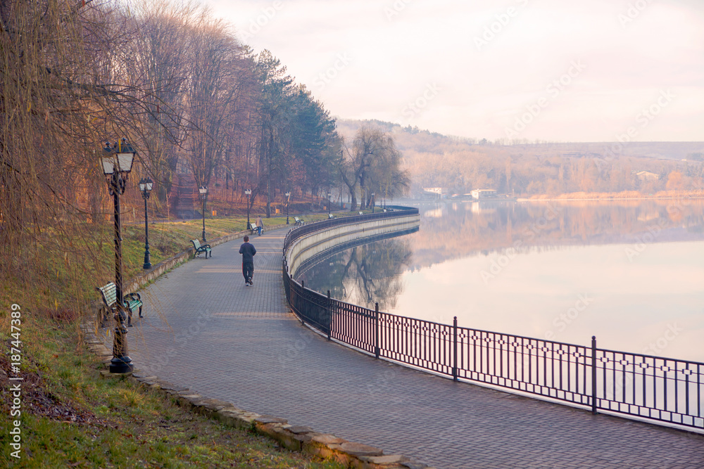 man jogging in the morning park man jogging in the morning park