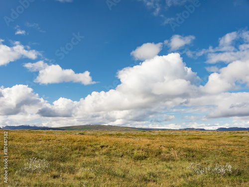 Landscape on Iceland with glaciers on the horizon