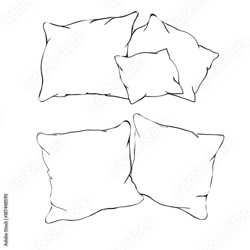 sketch vector illustration of pillow, art, pillow isolated, white pillow, bed pillow