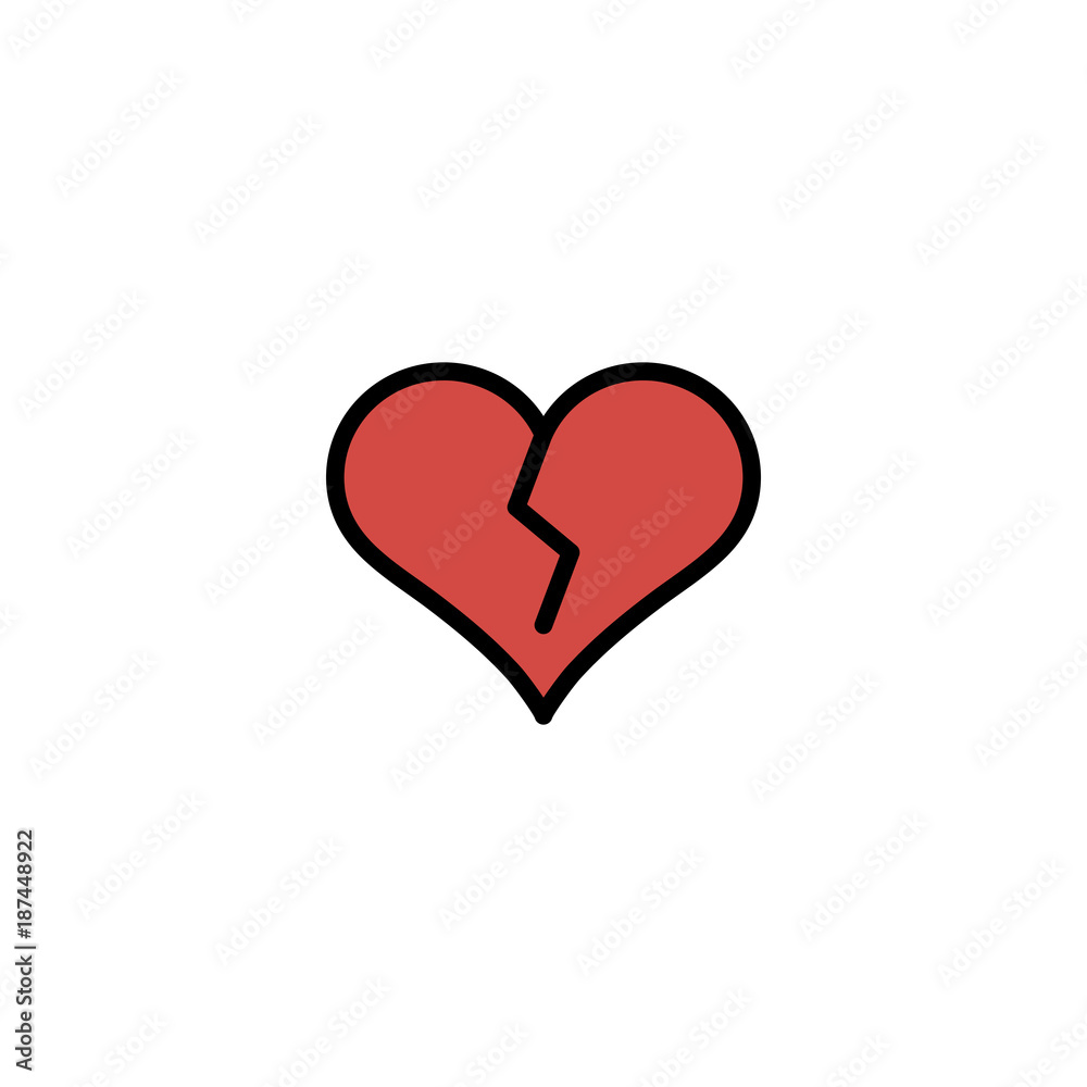 Outline red broken heart icon isolated on grey background. Line love pictogram. Valentines day symbol. Editable stroke. Vector illustration Outline red broken heart icon isolated on grey background. Line love pictogram. Valentines day symbol. Editable stroke. Vector illustration