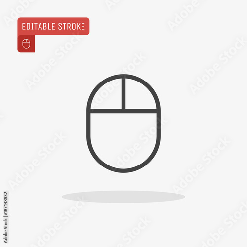 Outline computer mouse icon isolated on grey background. Editable stroke. Vector illustration