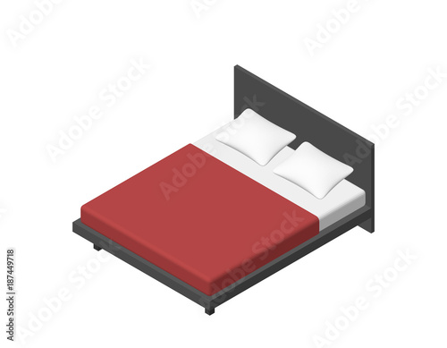Modern double bed. Isolated...