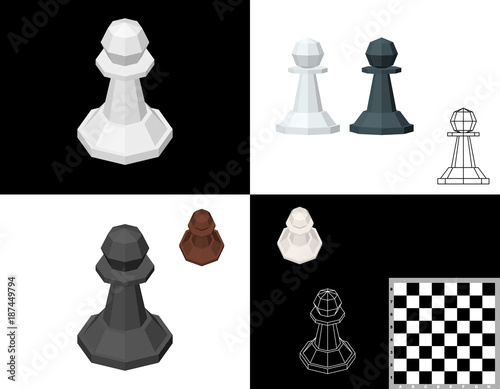 Chess pawn set. 3d Vector i...