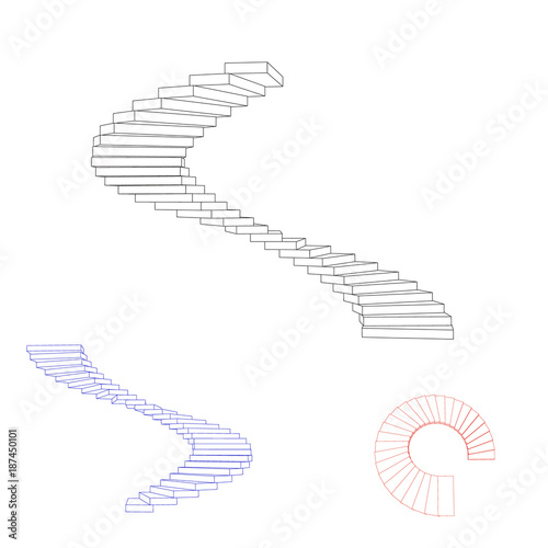 Spiral staircase set. Isola...