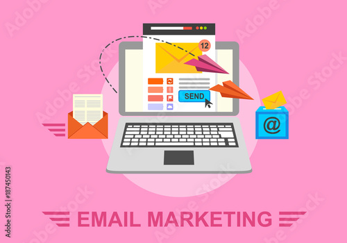 Email marketing internet advertising concept. Vector illustration.