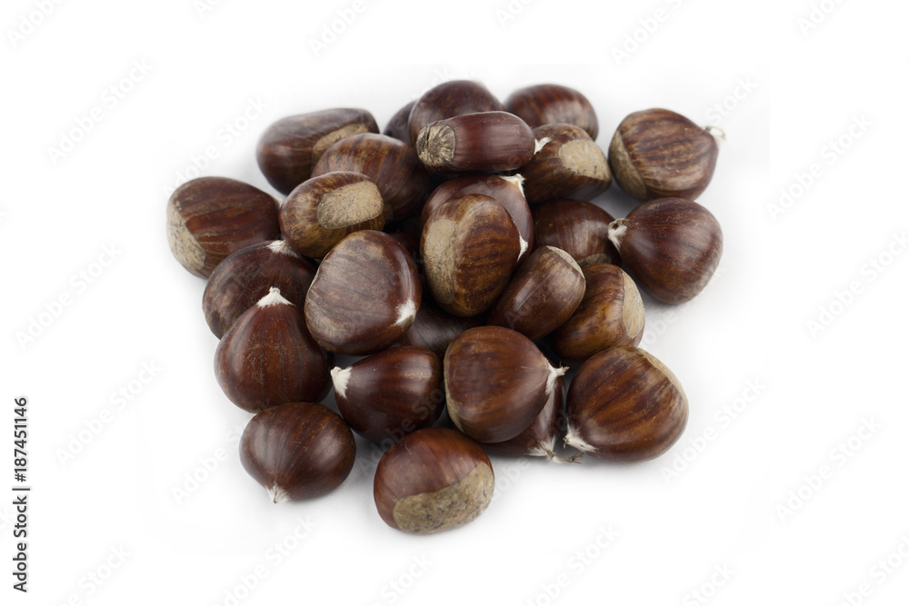 Chestnuts isolated on white background Chestnuts isolated on white background