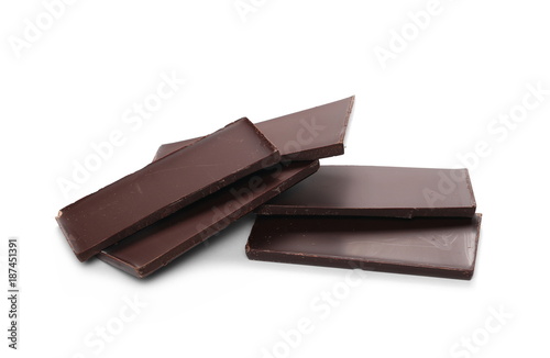 chocolate bars with blueberries, almonds and hazelnuts isolated on white background