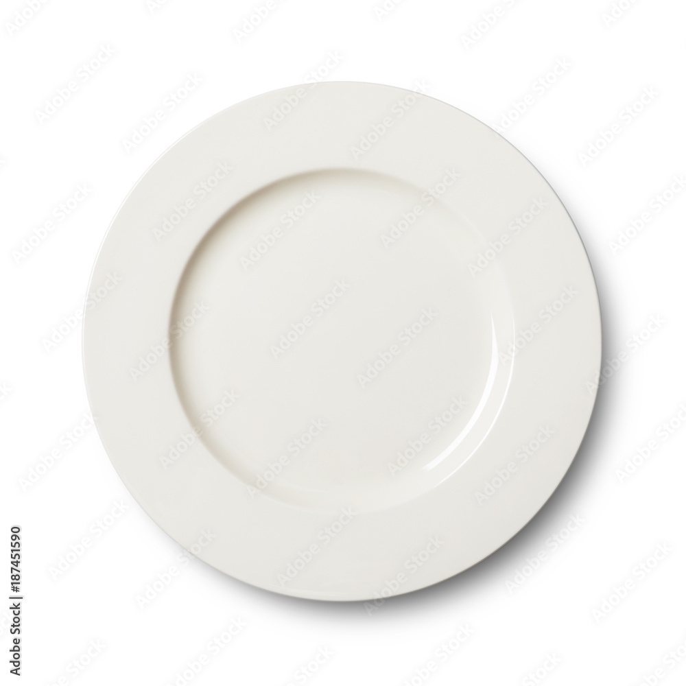 Simple circular porcelain plate isolated on whit with clipping path Simple circular porcelain plate isolated on whit with clipping path