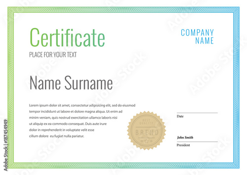 Certificate. Template diploma currency border.