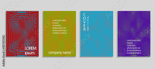 Minimal abstract vector halftone covers design. Future geometric template. Vector templates for placards, banners, flyers, presentations and reports