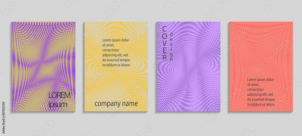 Minimal abstract vector halftone covers design. Future geometric template. Vector templates for placards, banners, flyers, presentations and reports