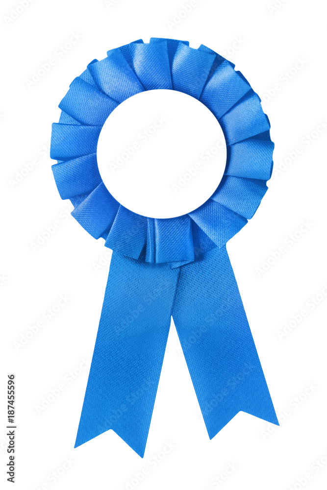 Blue medal and ribbon -  background - obrazy, fototapety, plakaty 