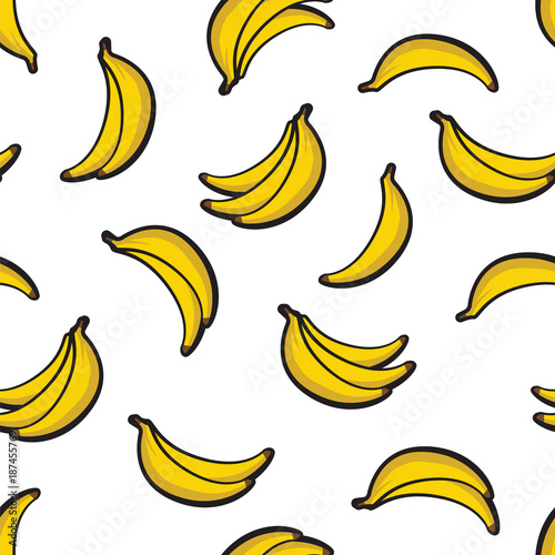 Ripe bananas bunch isolated on white background pattern vector