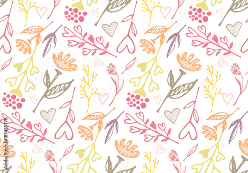 Hand drawn doodle floral pattern