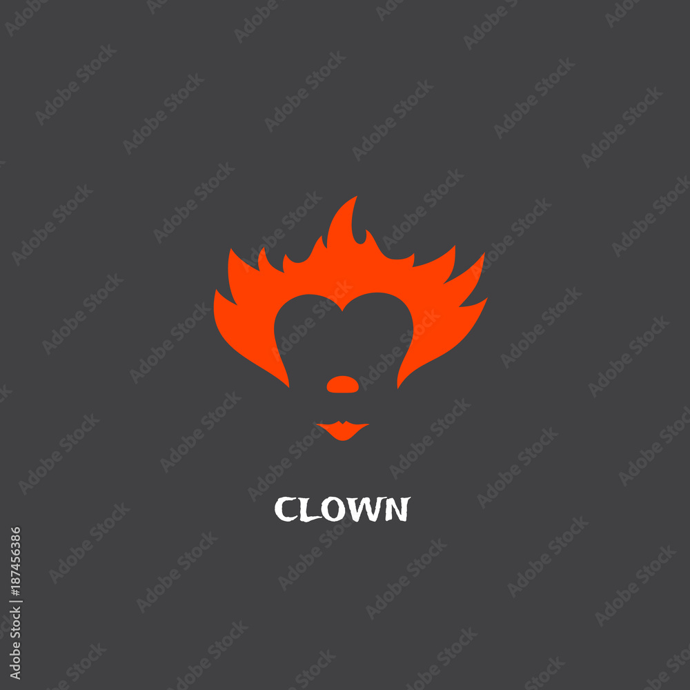 Red Clown Hair Nose and Lips Abstract Vector Sign Emblem or Logo Red Clown Hair Nose and Lips Abstract Vector Sign Emblem or Logo