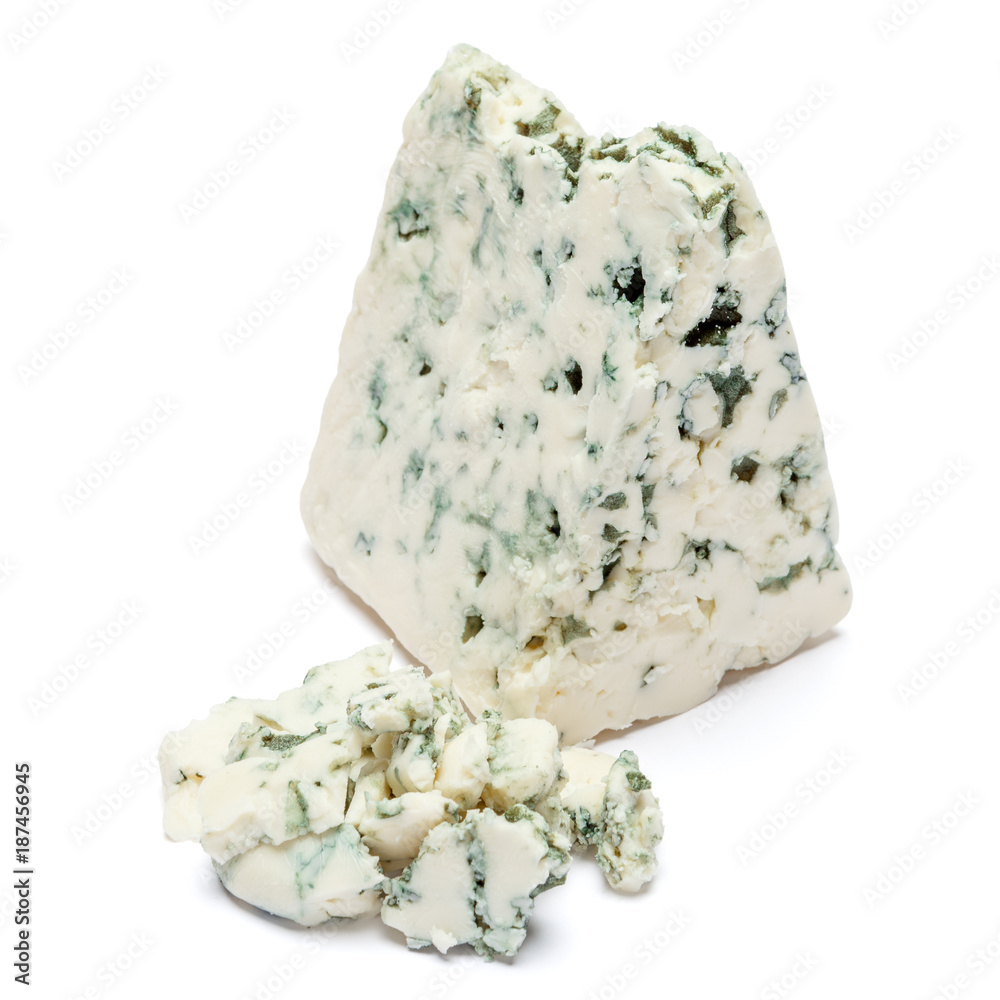 blue cheese on a white background blue cheese on a white background