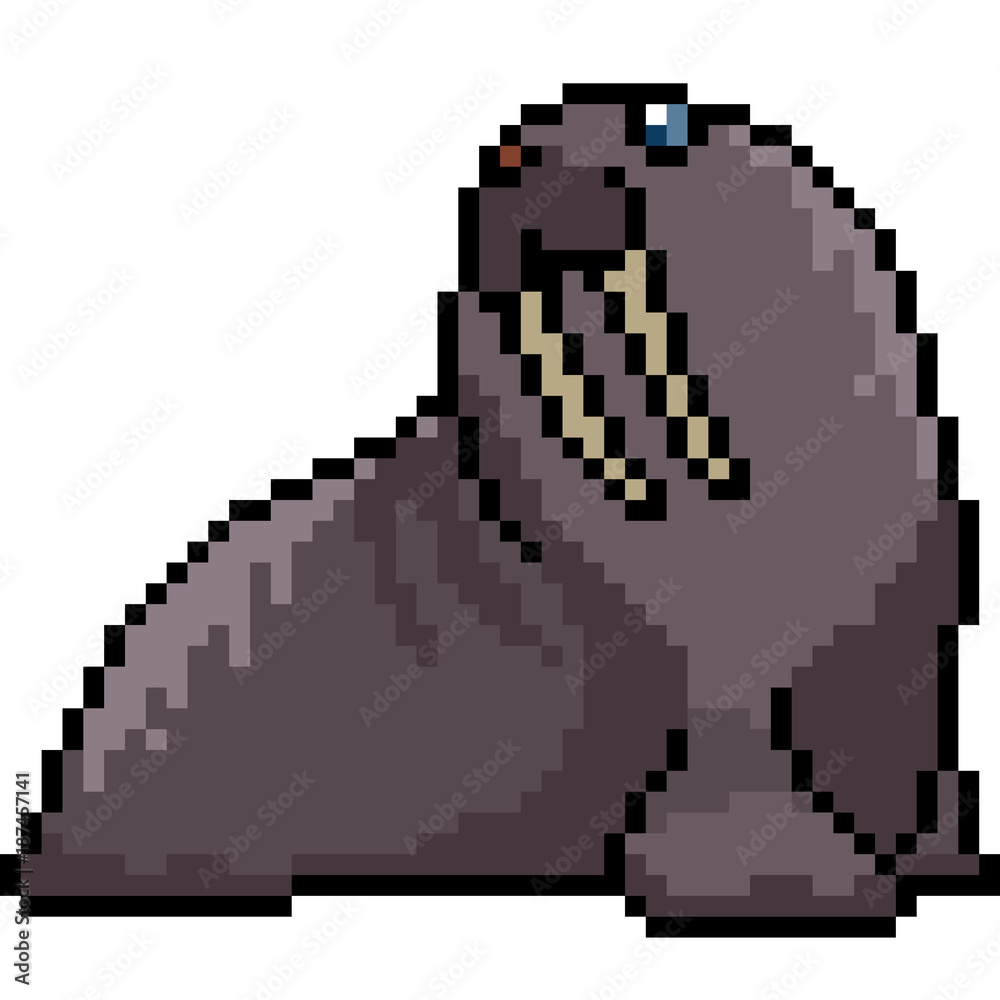 Fototapeta premium vector pixel art walrus