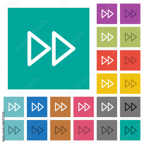 Media fast forward square flat multi colored icons