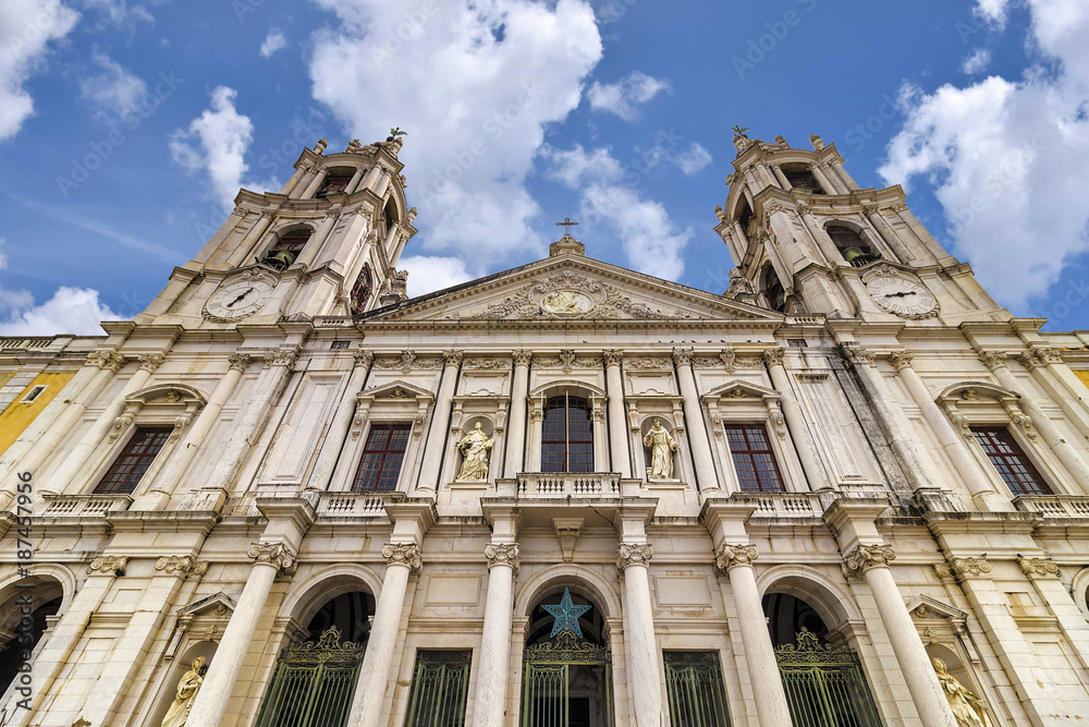 Basilica of the Mafra Palace and Convent. Franciscan religious order. Baroque architecture.
