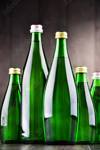 Composition with bottles containing mineral water