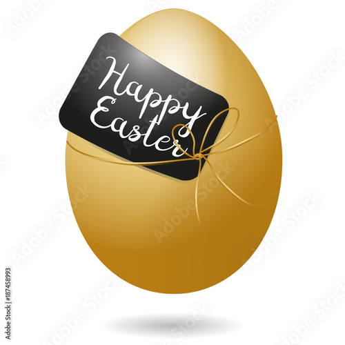 Happy Easter - golden Easter Egg with black sign