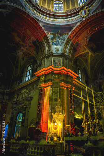 church pillar colorful interior traditional