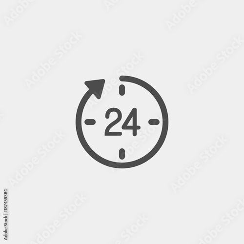 24 hours flat vector icon