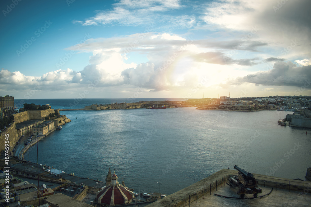 Maltese Landscape Aerial View of Malta Mediterranean Panorama Exotic Architecture Sky View  