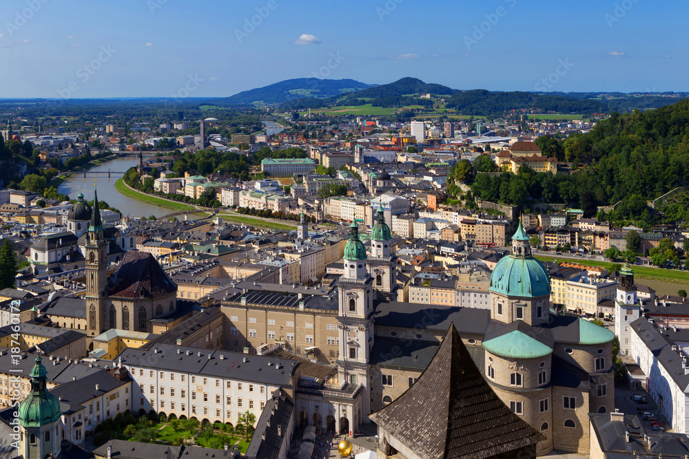Panorama of the historic city of Salzburg