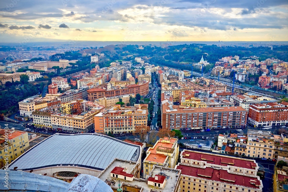 Obraz premium Aerial view of Rome, Italy rooftops