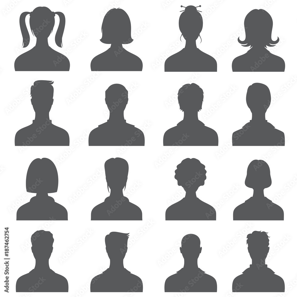 Anonymous face people heads vector silhouettes. Monochrome business user profiles Anonymous face people heads vector silhouettes. Monochrome business user profiles