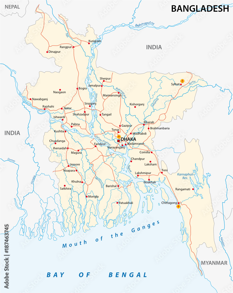 A bangladesh country road vector map