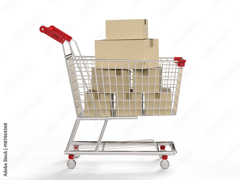 cart with boxes