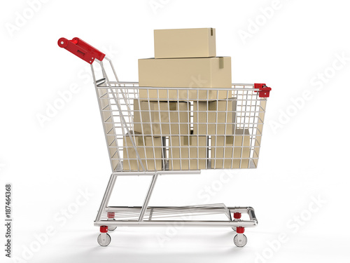 cart with boxes