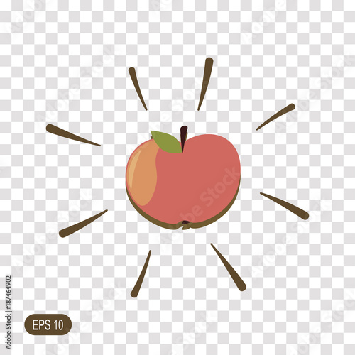 Apple icon isolated on transparent background. Colorful symbol for your design.