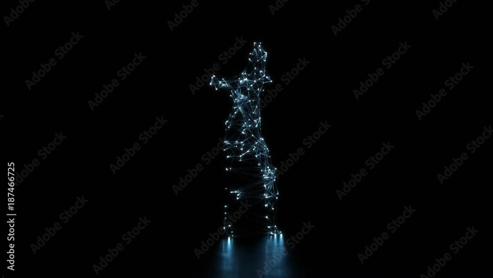 Tanzender Motion Capture Figur bestehend aus Linien und Punkten