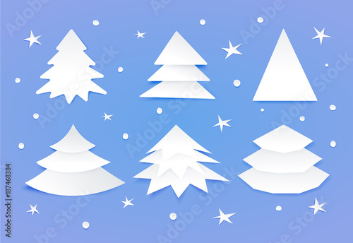 Set of white blank christmas trees