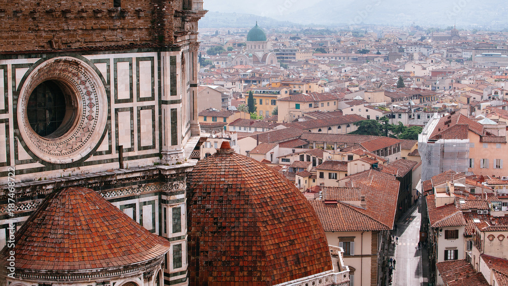 Duomo (detail) and city of Florence 