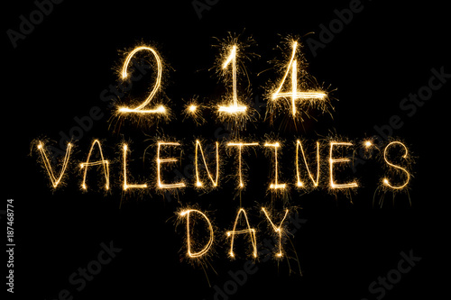 Happy Valentines Day - sparkler firework light alphabet