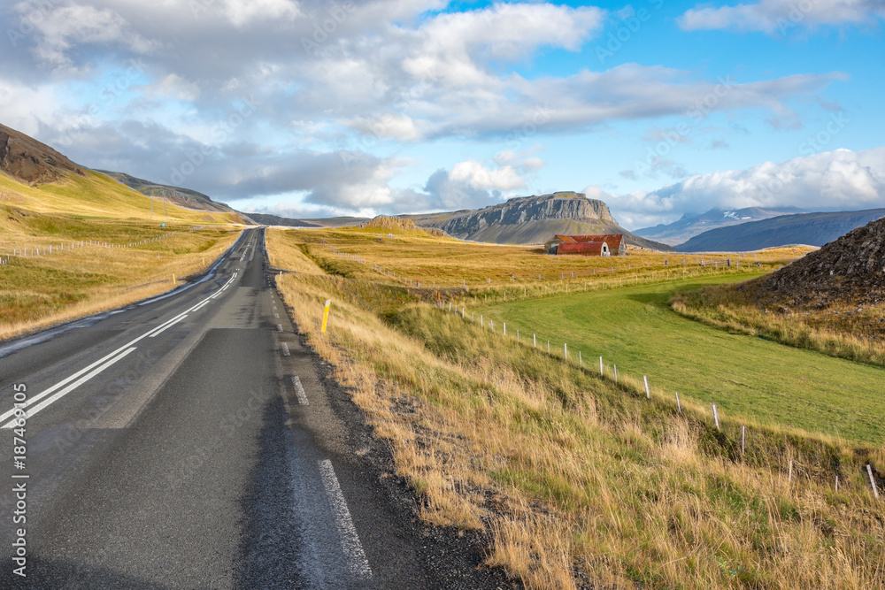 Road along the Hvalfjordur, Iceland