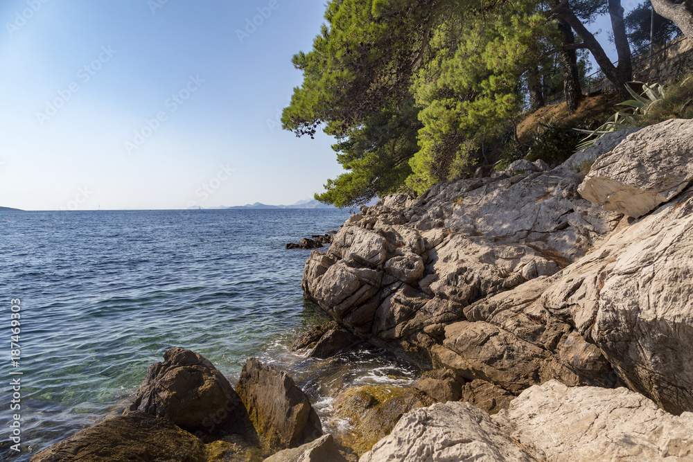 Swimming area among rocky boulders in Cavtat, Croatia. Swimming area among rocky boulders in Cavtat, Croatia.